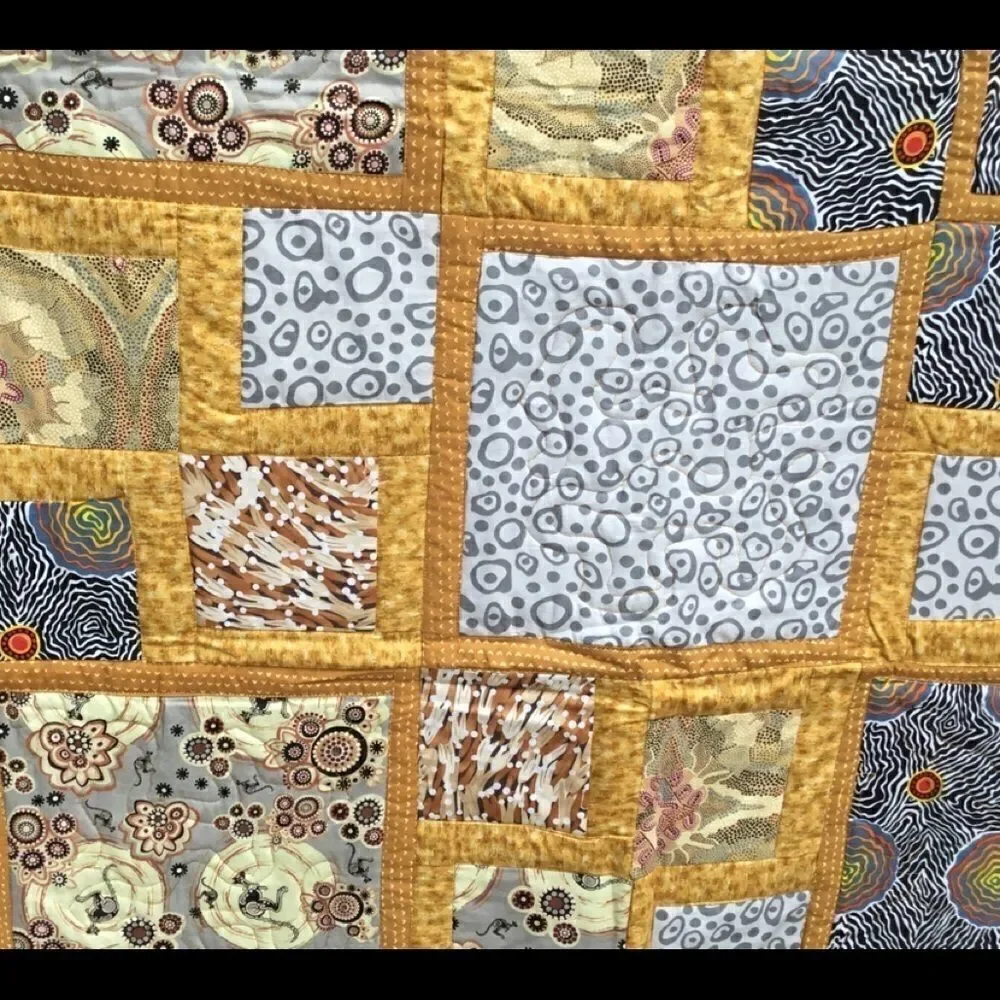 NWT Hand Crafted Quilted Aboriginal Fabrics Quilt